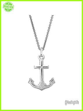 Sterling Silver Mariner Anchor Cross Pendant Necklace 24 Inch